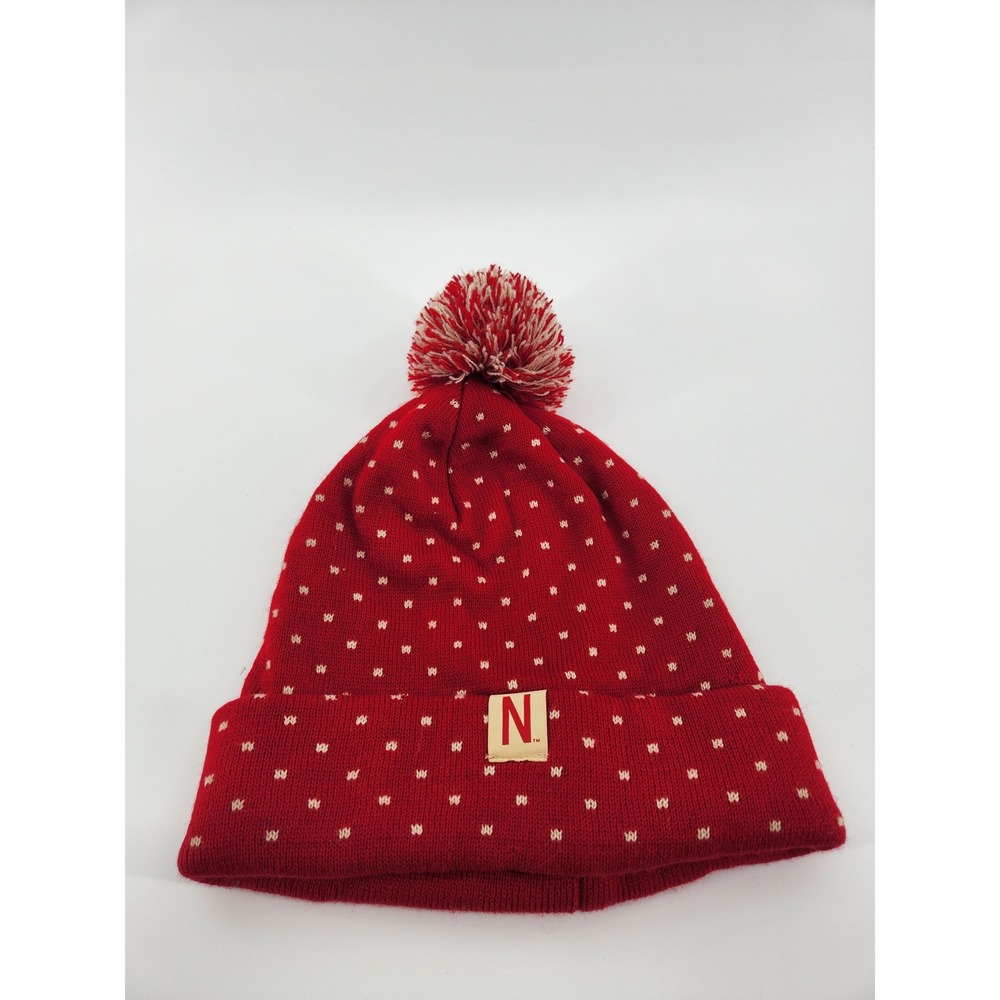 Nebraska Huskers Red Pom Pom Beanie Hat Top Of‎ The World Headwear Football